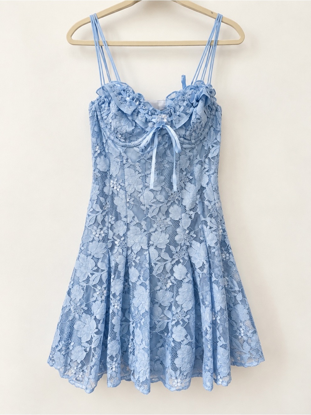For Love & Lemons Blue Floral Lace Mini Dress Size S NWT